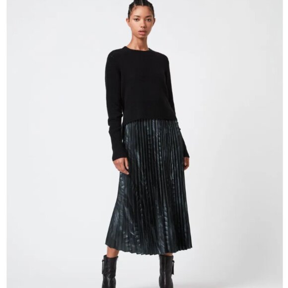 All Saints Leowa Viola 2-In-1 Dress + Black Crewneck Sweater (sweater only) - Picture 1 of 16